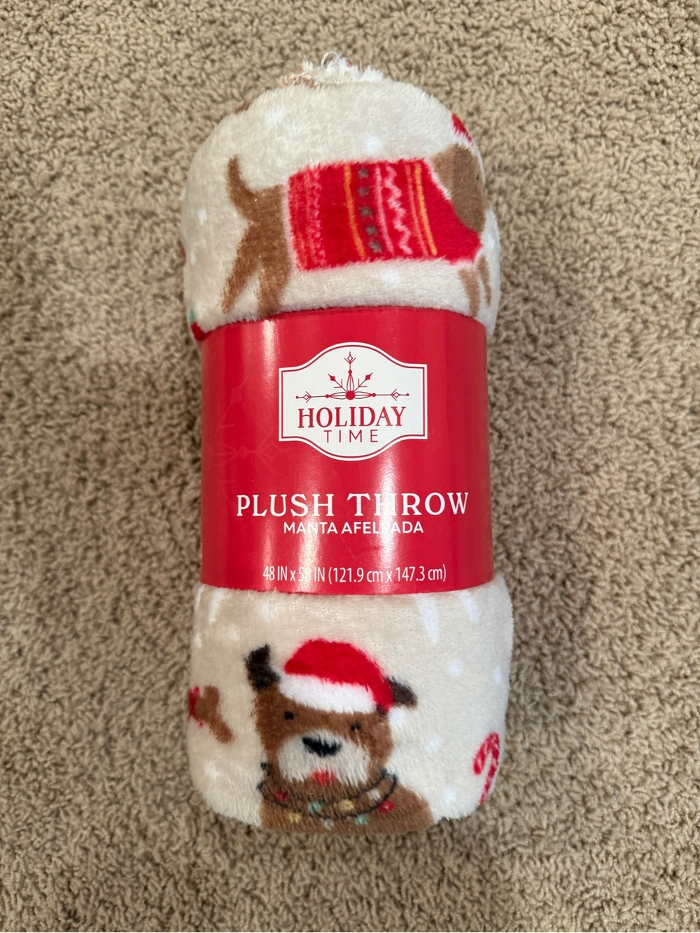 Holiday Time Plush Throw Blanket in Holiday Dogs Print 48x58”
